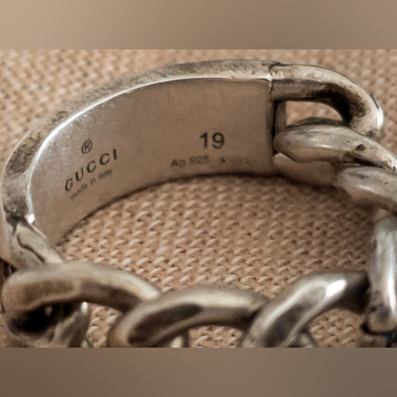 Gucci-NIB- Tag Chain Enamel Arg 925 Ring Gucci Size 19 - Picture 8 of 8